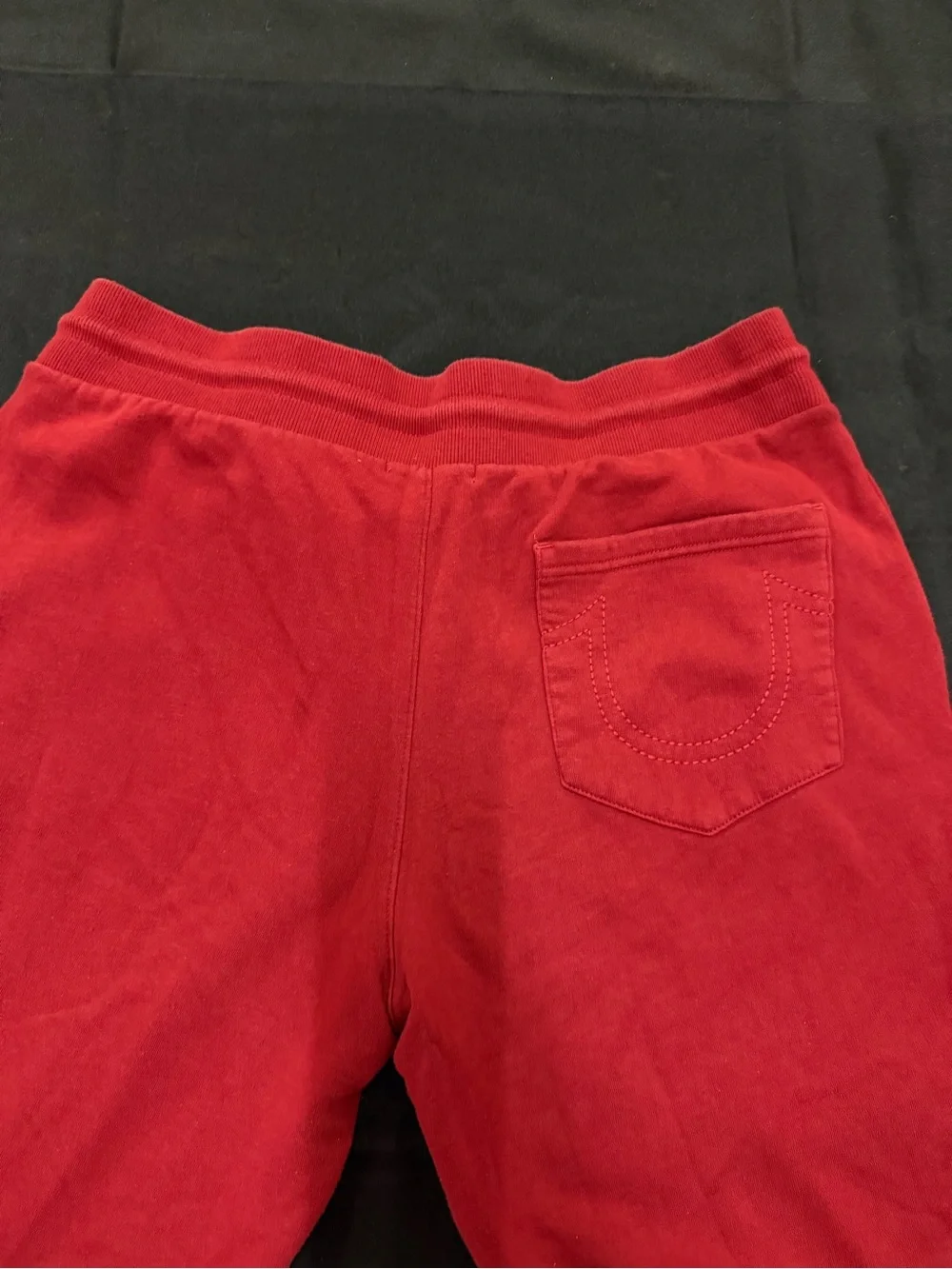 True Religion Men's Red Fleece Joggers with Drawstring Waist